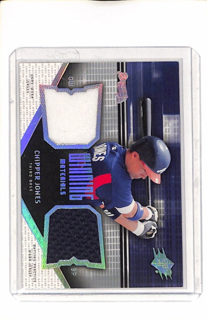 CHIPPER JONES 2004 SPX DUAL GAME USED JERSEY CARD: NEAR MINT OR BETTER CONDITION