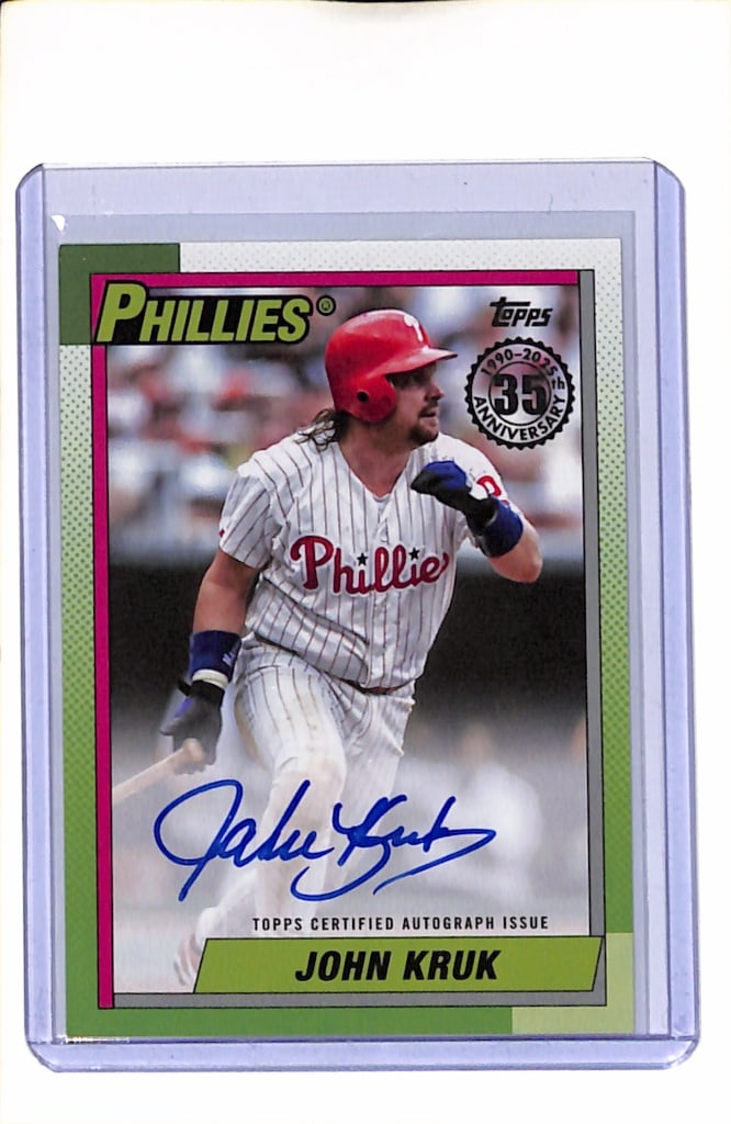 JOHN KRUK 2025 TOPPS 1990 RETRO AUTOGRAPH CARD: NEAR MINT OR BETTER CONDITION