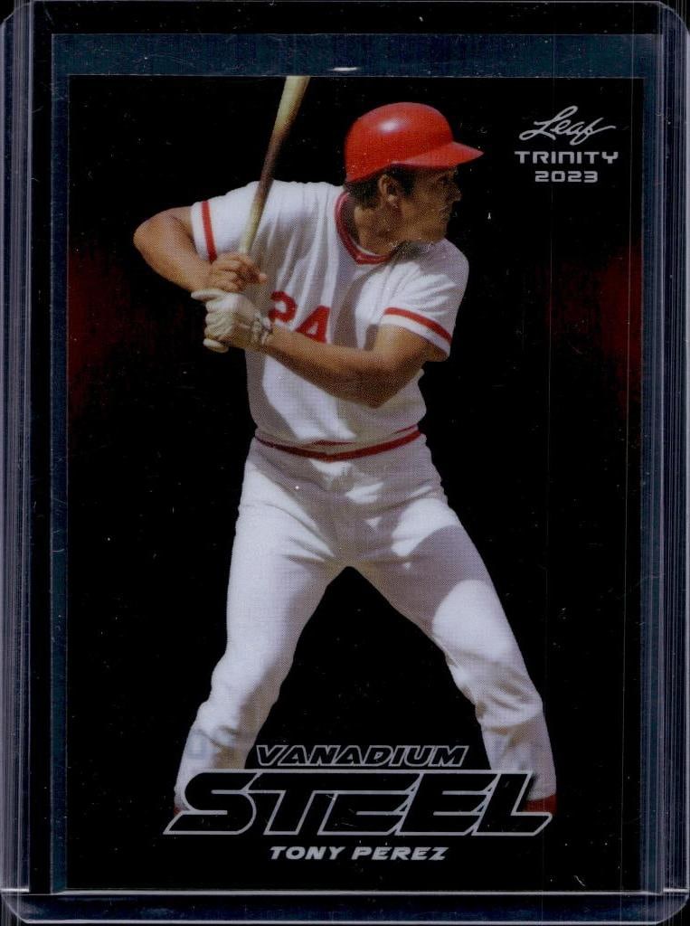 TONY PEREZ 2024 LEAF TRINITY STEEL PRE-PRODUCTION PROOF: 1/1. NEAR MINT OR BETTER CONDITION