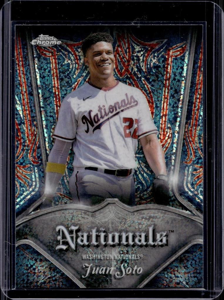 JUAN SOTO 2022 TOPPS CHROME PINSTRIPED REFRACTOR: NEAR MINT OR BETTER CONDITION