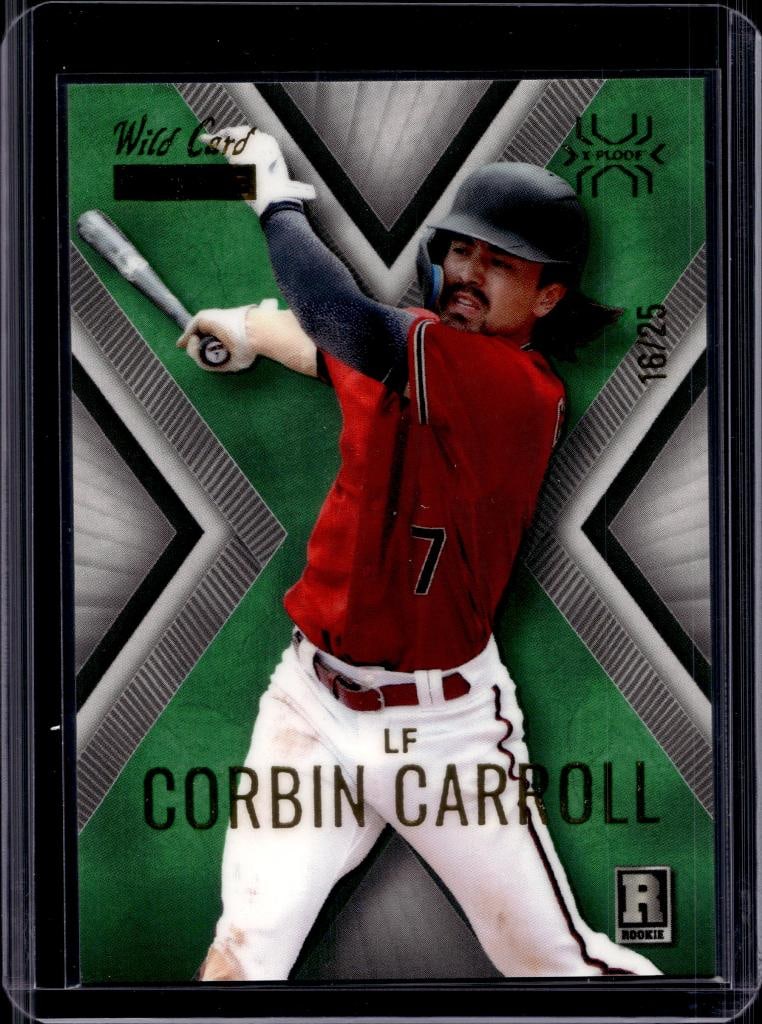 CORBIN CARROLL 2023 WILD CARD MATTTE GREEN ROOKIE CARD: 18/25. NEAR MINT OR BETTER CONDITION