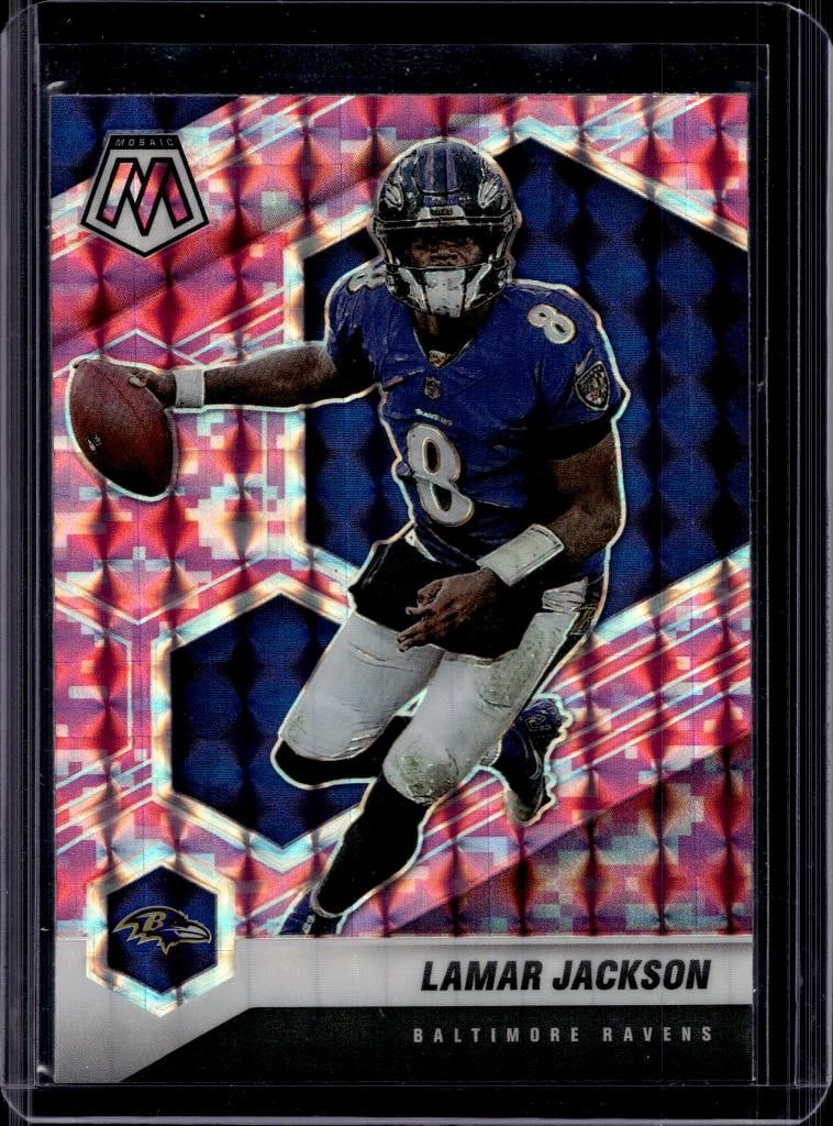 LAMAR JACKSON 2021 PANINI MOSAIC PINK CAMO PRIZM: NEAR MINT OR BETTER CONDITION