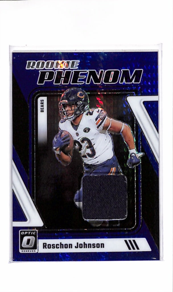 ROSCHON JOHNSON 2023 PANINI OPTIC HYPER BLUE PRIZM JERSEY ROOKIE CARD: NEAR MINT OR BETTER CONDITION