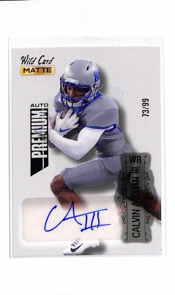 CALVIN AUSTIN III 2022 WILD CARD MATTE AUTOGRAPH ROOKIE CARD: 73/99. NEAR MINT OR BETTER CONDITION