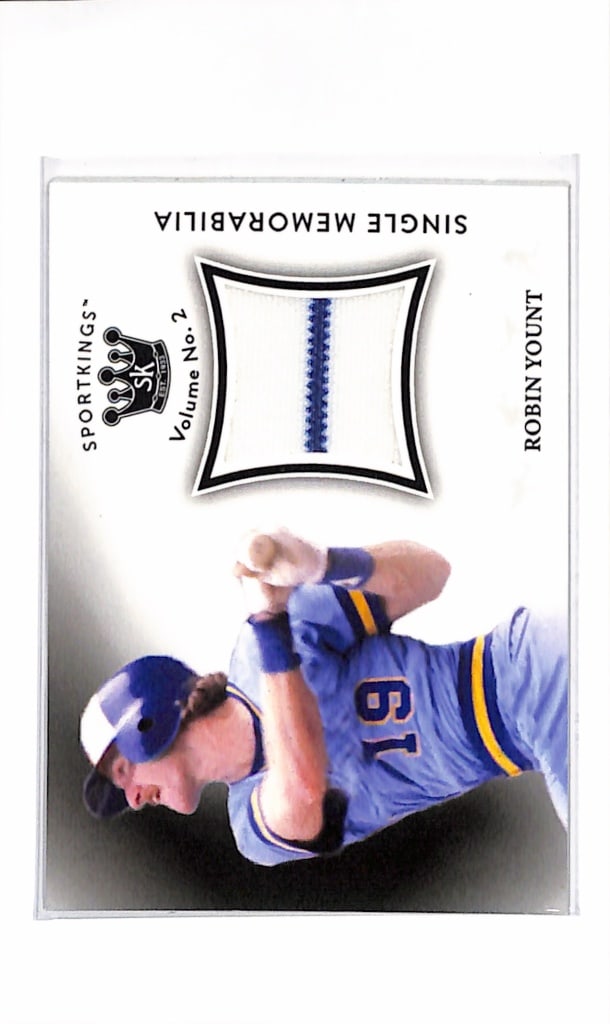 ROBIN YOUNT 2020 SPORTKINGS GAME USED JERSEY CARD: NEAR MINT OR BETTER CONDITION