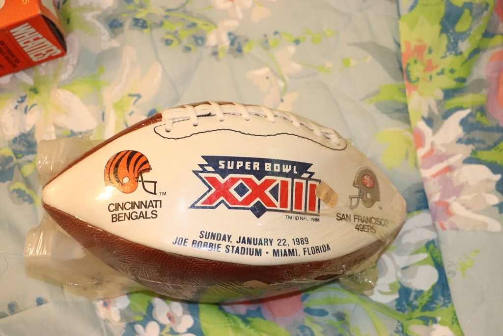 SUPER BOWL FOOTBALL: A BRAND NEW SUPER BOWL XXIII SOUVENIR FOOTBALL.