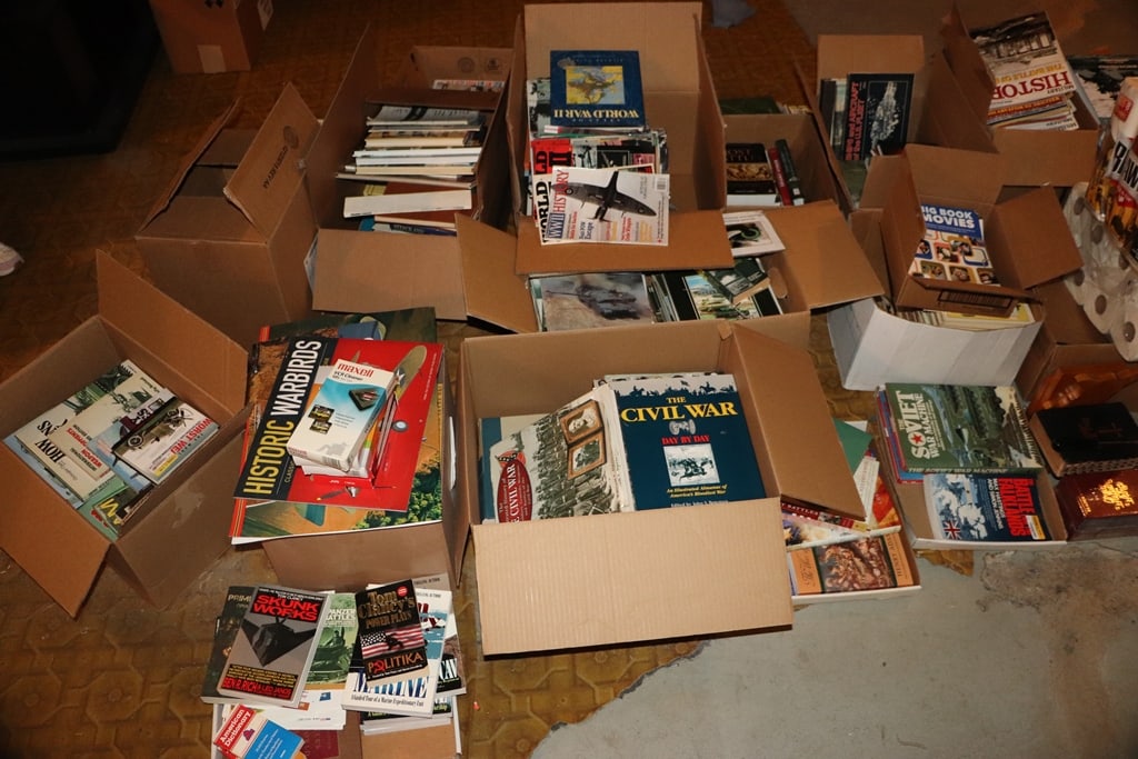 BOOK COLLECTION: A LARGE BOOK COLLECTION WITH TOPICS INCLUDING MILITARY VEHICLES, WWII, WWI, CIVIL WAR, SPACE AND MORE.