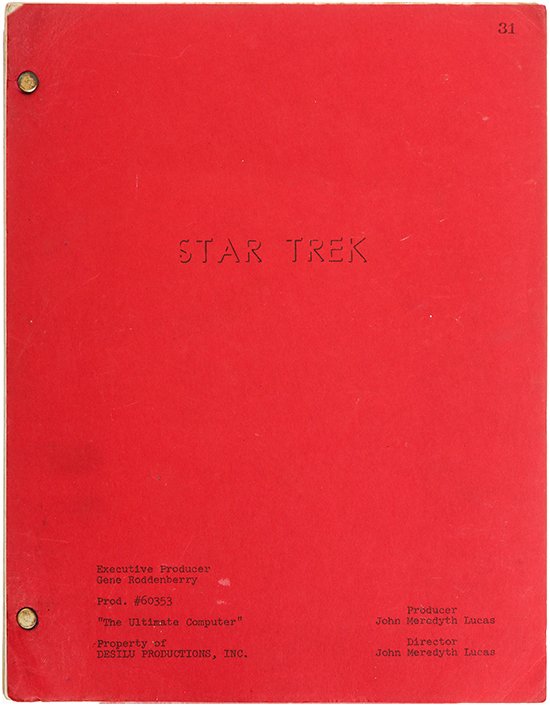 Star Trek: TOS Original "The Ultimate Computer" Script (1 of 1)