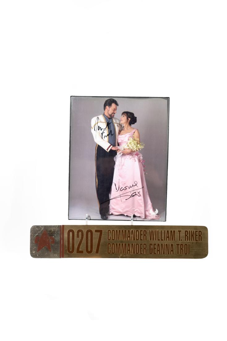 Riker/Troi Door Sign and Autographed Photo (1 of 1)