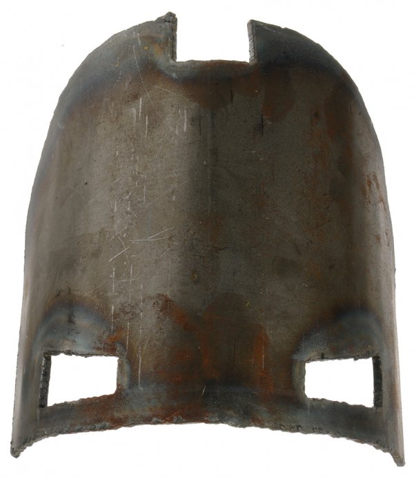 Mark I Steel Helmet Pieces: An imprisoned Tony Stark begins work on his secret project, the Mark I armor. These are production-made prototype pieces of the Mark I face mask and cod piece, presented in its first stages of constru