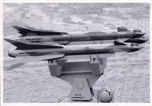 Hero Abu's Jericho Missile Photo from Surveillance: Black and white photo of the Jericho missile Abu is holding while trying to compare the photo to the CCTV image of Tony's cell. Unsure of what Tony is building Abu tries to discern just what Tony Star