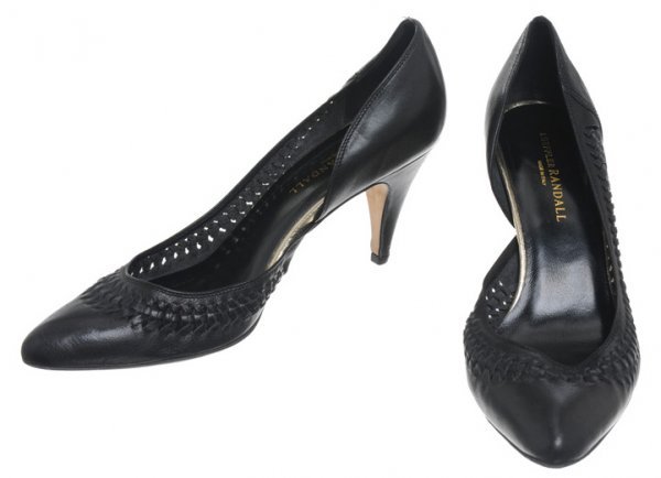 Pepper Potts' "Iron Man" Revelation Shoes: The shoes Pepper Potts wears when Tony Stark reveals that he is Iron Man. Production noted these hero shoes were worn by Gwyneth Paltrow. Black leather basket weave "Loeffler Randall" brand pointed to