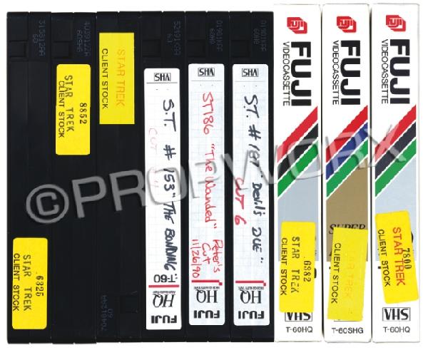 Eight Rough Cuts of TNG Episodes: Nine VHS tapes, each containing a preliminary version of a Star Trek: The Next Generation episode: 127 "The Child" – first cut 10/6/88; 150 "Evolution" – director's cut – 8/14/89; 153: "The Bond