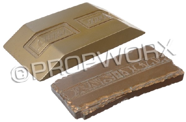 Gold-Pressed Latinum: A brick and bar of gold-pressed Latinum used during the production of Star Trek: Deep Space Nine. Latinum is a liquid ore encapsulated in worthless gold and is used by the Ferengi Alliance as the most