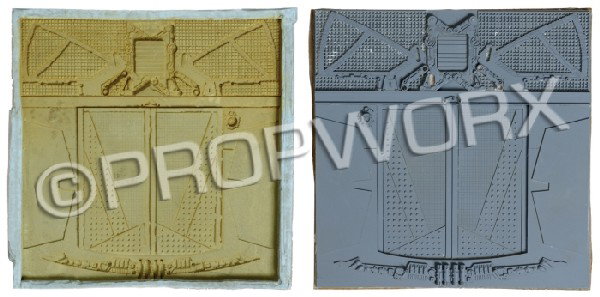 Miniature Turbo Lift Panel Master and Mold: A miniature model of the turbolift doors and surrounding area used to create a mold for the production of Star Trek: Deep Space Nine. Great care and detail went into recreating this panel, which was c