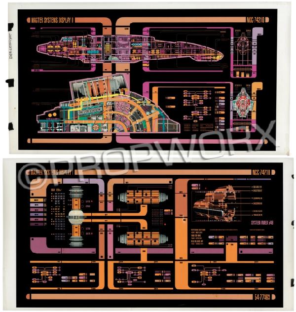 U.S.S. Valiant Master Systems Translite Displays: Two Master Systems display graphics created as backups for the Star Trek: Deep Space Nine episode "Valiant." These graphics were seen on the walls in engineering aboard the Valiant ship shortly after