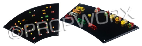 Set of Two Original Series Style Curved Button Pan: Two button panels in the style of The Original Series used during the production of the Star Trek: Deep Space Nine episode "Trials and Tribble-ations." These two control panels were used on the recrea