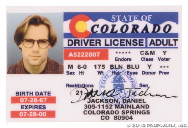 Daniel's Drivers License from "Holiday": Production Description: Drivers license used by actor Michael Shanks as "Daniel Jackson" in the production of Stargate SG-1. As the man who solved the riddle of the Stargate, Daniel Jackson has been a