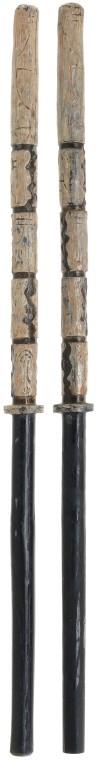 Teyla's Bantos Rods: Production Description: A set of Athosian Bantos rods used in the production of Stargate Atlantis. Teyla Emmagan's workout regimen often included practicing martial arts with these weapons, both again