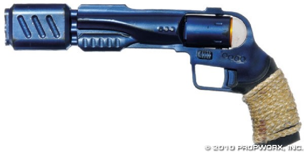 Ronon's Blaster: Production Description: Ronon Dex's famous blaster weapon. Includes woven "Wraith hair" around the hand grip, signifying this version as Ronon's weapon. The Traveler blasters, which were the same desi