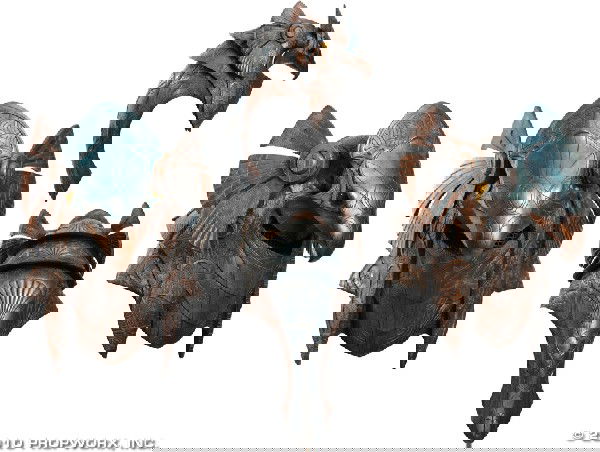 Horus Guard Helmet: Production Description: Helmet worn by a Horus guard, used in the production of Stargate SG-1. Horus guards protected Ra and his family, including Hathor and Heru'ur. This design was introduced in the