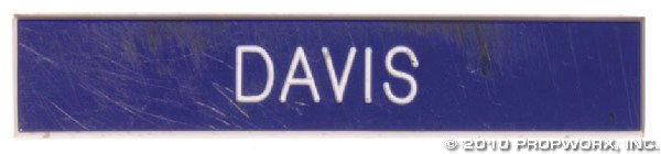 Major Davis's Nameplate: Production Description: Name plate worn by actor Colin Cunningham as "Paul Davis" on his dress blues throughout Stargate SG-1. Major Davis made his first appearance in Season Two's "A Matter of Time",