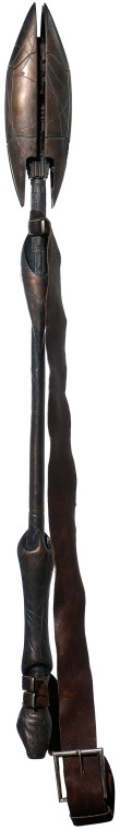 Sodan Staff Weapon - Hero: Production Description: Functional Sodan version of the Jaffa staff weapon, used by the reclusive Sodan society in the ninth season of Stargate SG-1. The Sodan were a splinter group of Jaffa warriors 