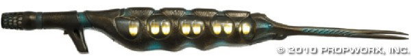 Wraith Rifle: Production Description: Hero light-up rifle used mainly by Wraith drones in the production of Stargate Atlantis Season One. From Season Two forward, these weapons were often replaced with more compact