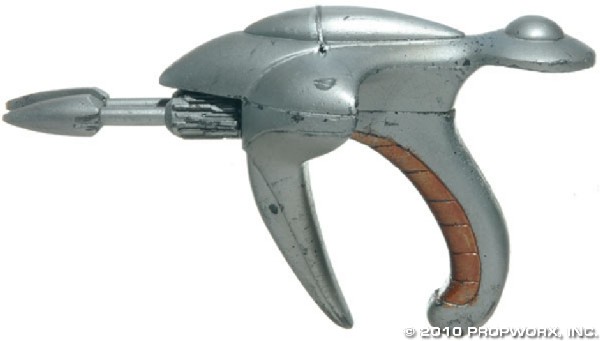 Eurondan Energy Weapon: Production Description: Pistol wielded by a Eurondan officer in the Stargate SG-1 Season Four episode, "The Other Side". The Eurondans were a Machiavellian race that were intent on exterminating the n