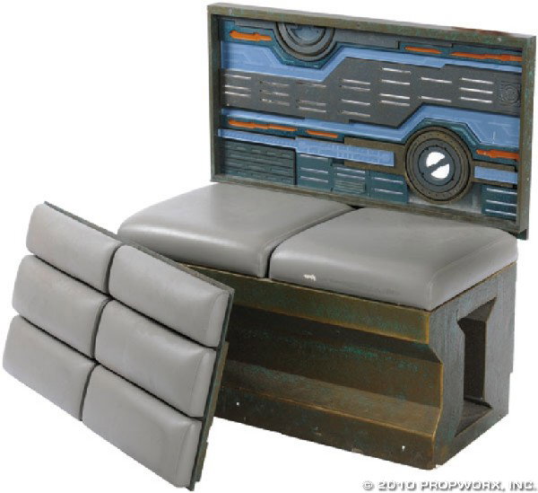 Puddle Jumper Rear Cabin Bench and Hidden Panel: Production Description: Bench, seat back and hidden panel introduced in the Stargate Atlantis Season Two episode, "Grace Under Pressure". Rodney McKay accesses this bench when the Puddle Jumper he is 