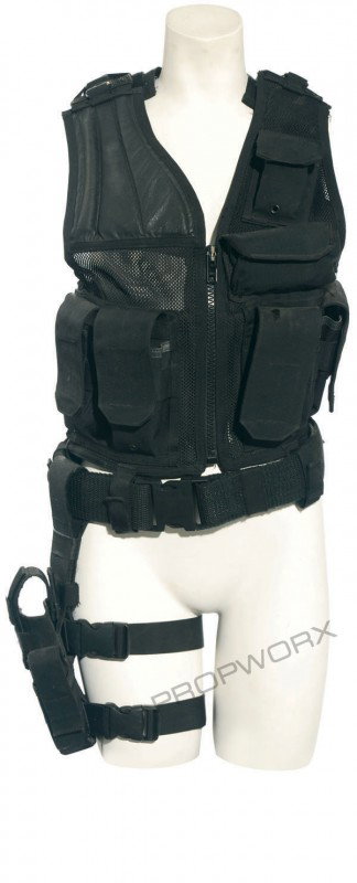 Teyla's tactical vest: Tactical vest with belt and pistol holster, worn by actress Rachel Luttrell as "Teyla Emmagan" in the production of Stargate Atlantis. The leader of the Athosian tribe, Teyla gave up a life among her 