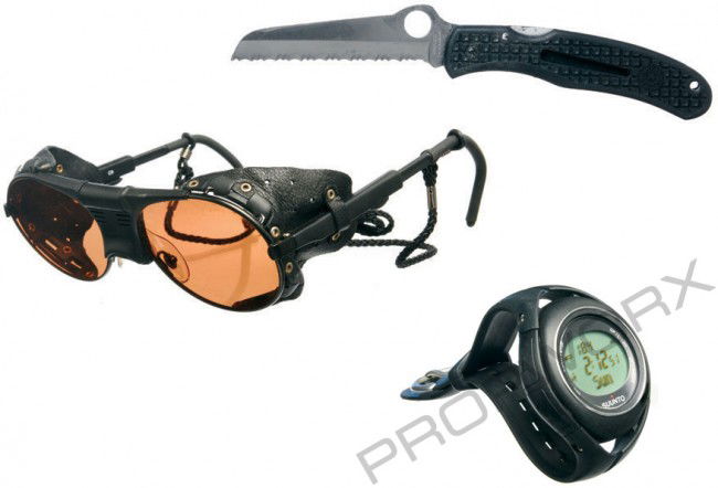 Carter's Watch, Sunglasses and Knife: A collection of personal items from the collection of Samantha Carter, used by Amanda Tapping in Stargate SG-1. A valuable member of the SG-1 team, Sam worked on the Stargate project two years before