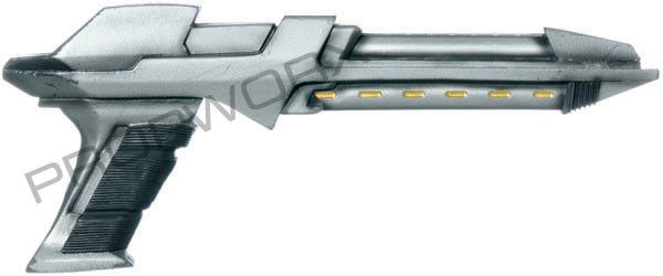 Oranian/Daedalus Variations Blaster: Pistol wielded by the Oranians Tenat and Jup in the Stargate SG-1 Season Eight episode, "Prometheus Unbound". This prop was later re-used as the pistol for the "Daedalus Variations" alternate reality