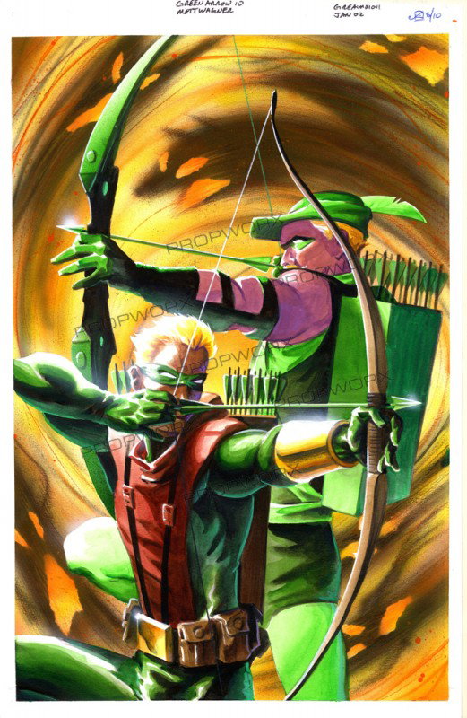 "Green Arrow: Quiver" #10 Original Cover Art: Production Description: Original hand drawn and colored cover page picture for Green Arrow, drawn by artist Matt Wagner. Technical Description: Original hand drawn and colored picture, drawn on thick 
