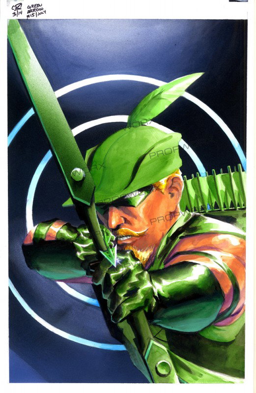 "Green Arrow" #15 Original Cover Page Drawing: Production Description: Original hand drawn and colored cover page picture for Green Arrow #15, drawn by artist Matt Wagner. Technical Description: Original hand drawn and colored picture, drawn on th