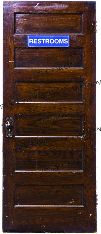 Holy Bar Door: Production Description: Restroom door from the back of the Boot Legger saloon in the film "Dogma." Termed the "Holy Bar" by production, this door was placed in the back right corner of the saloon Jay,