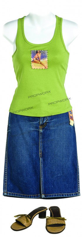 Justice's Costume: Production Description: This costume was worn by actress Shannon Elizabeth while portraying the character Justice in the film "Jay and Silent Bob Strike Back". Production noted this as the outfit worn