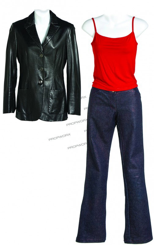 Missy's Shootout Costume: Production Description: This costume was worn by actress Jennifer Schwalbach while portraying the character Missy in the film "Jay and Silent Bob Strike Back". Production noted this as the outfit used