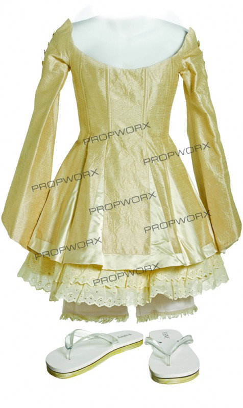 God's "The End" Costume: Production Description: This costume was worn by actress Alanis Morissette while portraying the character God in the film "Jay and Silent Bob Strike Back." Production noted this as being the outfit wo