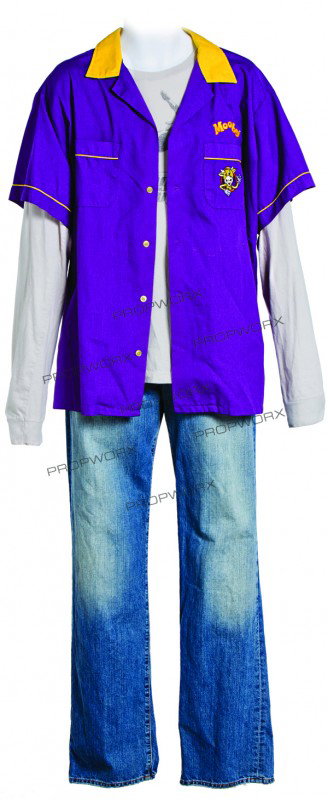 Randal's Funployee Uniform: Production Description: The outfit worn by actor Jeff Anderson while portraying Randal Graves in the film "Clerks II". Production noted this as being the hero Mooby funployee shirt, jeans, time card a
