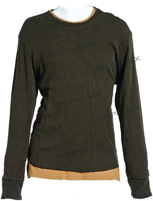 Randal's Rooftop Repair Shirt: Production Description: The shirt worn by actor Jeff Anderson while portraying Randal in the film "Clerks II". Production noted this as being the hero shirt worn by Randal while cutting wood on the Qu