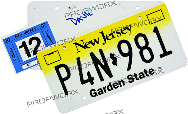 Dante's Hero License Plates: Production Description: The New Jersey license plates and inspection decal for Dante Hicks Cutlass Ciera. Production noted these as the hero plates and decal from Dante's (Brian O'Halloran) car in "Cl