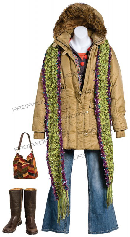 Miri's Work Outfit: Production Description: Miri's hero outfit from the film, "Zack and Miri Make a Porno". Miri wears this ensemble while her and Zack drive to work, and includes the purse, coat and shoes Miri wears thr