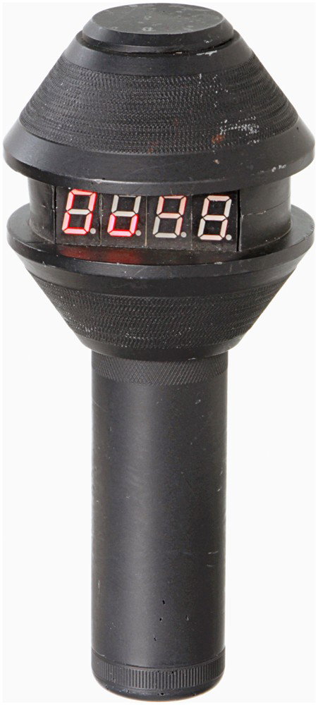 Star Trek: Voyager Antigen Bomb: Production Description: Handheld bomb used in the Star Trek: Voyager episode "Macrocosm". This item features working electronics activated by three push buttons on the back, when the unit is on the di