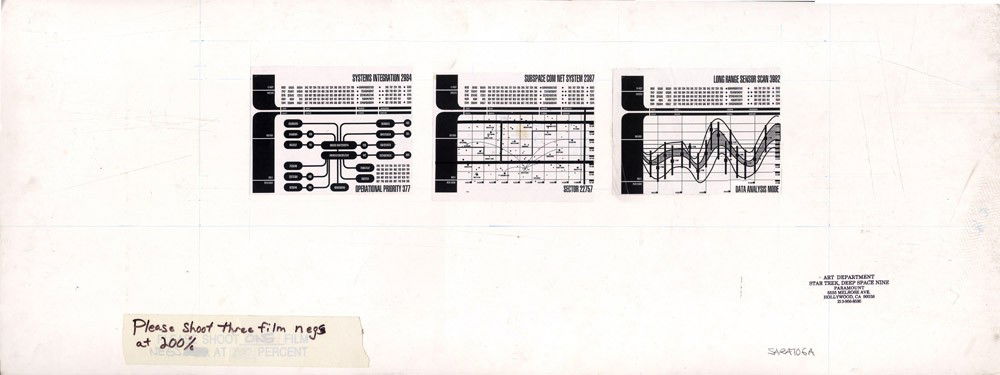 Star Trek Systems Display Art Board: Production Description: This art board was made by the art department to create a photo negative copy of the image to make a translite for the Star Trek Series. This board is one of a kind, and featu