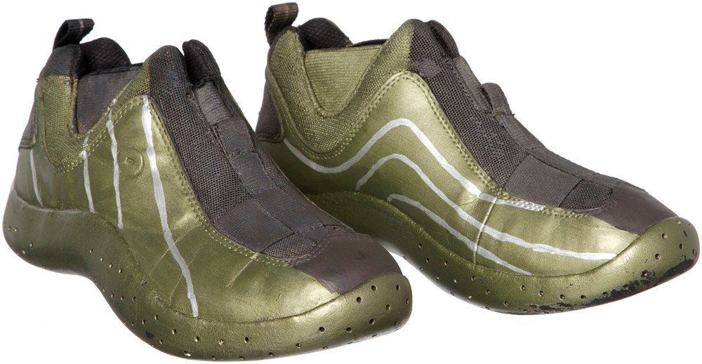 Battlestar Galactica Kendra Shaw Flight Suit Shoes: Production Description: Pair of Kendra's flight suit shoes, worn during her spacewalk from the Raptor to the Hybrid Basestar. From the Season Four telefilm "Razor." Technical Description: Pair of prod