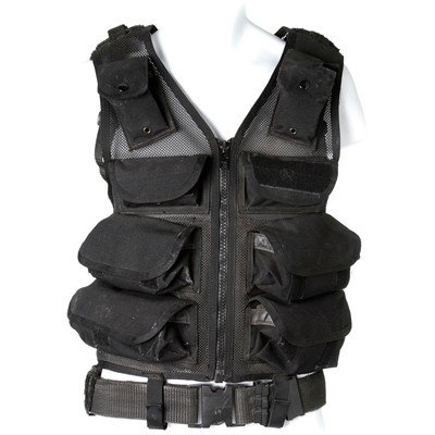 Mitchell's Tactical Vest and Accessories: Production Description: Black tactical vest worn by actor Ben Browder as "Cameron Mitchell" during the production of Stargate SG-1. Includes webbing belt and P90 sling Technical Description: Black nyl