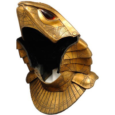 Apophis Open Serpent Helmet: Production Description: Open Serpent guard helmet worn by actor Peter Williams as "Apophis" in the pilot episode of Stargate SG-1, as well as other Season One episodes. The brother of the sun god Ra,