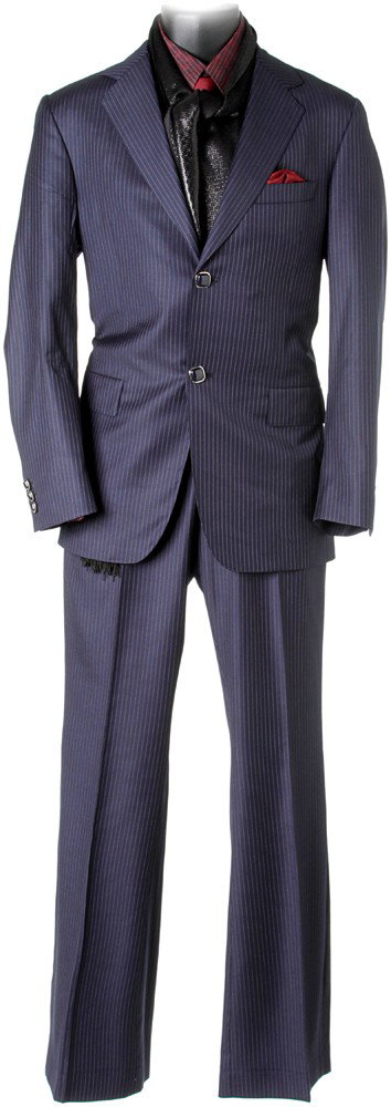Iron Man 2 Tony Stark Birthday Party Suit: Production Description: Hero suit worn by Tony Stark while choosing a watch and getting ready for his birthday party with the help of Natalie Rushman. Production noted this item as being screen used. 