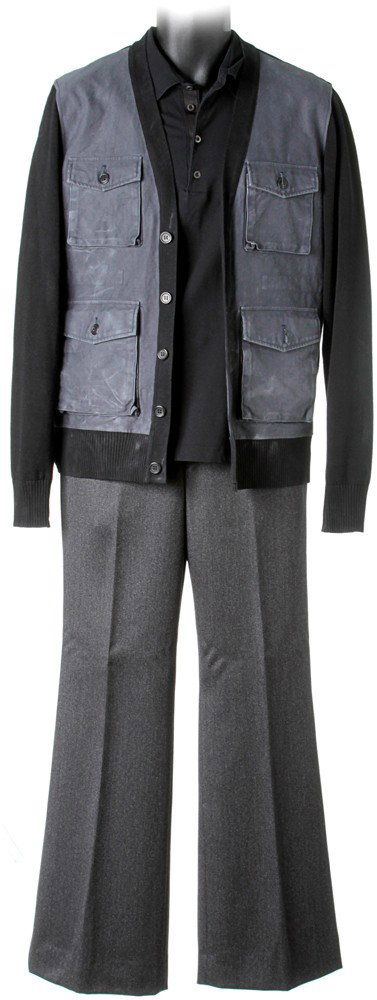 Iron Man 2 Tony Stark Workshop Outfit: Production Description: Hero outfit worn by Tony Stark when he destroys and re-arranges his home to invent a new element. Production noted this item as being screen used. Worn by actor Robert Downey J